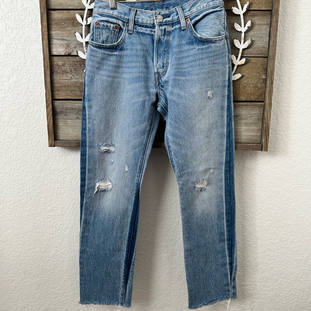 Levi’s 501 Straight leg Crop in You Pretty Thing Rigid‎ denim jeans size 25